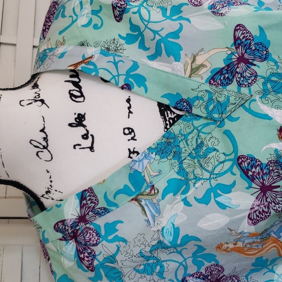 Disney fairies new blue short sleeves woman scrub top size M - Picture 2 of 6